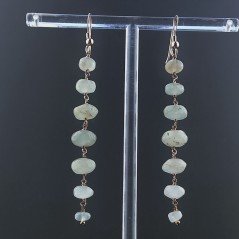 Orecchini In Argento 925 Gradazione A Nodo Orafo Oro Rosa Con Acquamarina Rondelle Liscio A Mano
