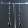 Orecchini A Nodo Orafo Rodiato Con Granato Zircone E Granato Rosso Goccia Sfaccettato A Mano