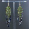 Orecchini Pioggia A Nodo Orafo Dorato Con Zircone Verde E Iolite Goccia Sfaccettato Briolette A Mano
