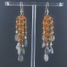 Orecchini Pioggia A Nodo Orafo Dorato Con Zircone Arancione E Labradorite Goccia Briolette Sfaccettato A Mano