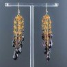 Orecchini Pioggia A Nodo Orafo Dorato Con Zircone Arancione E Granato Rosso Goccia Briolette Sfaccettato A Mano