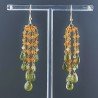Orecchini Pioggia A Nodo Orafo Dorato Con Zircone Arancione E Olivina (Peridoto) Goccia Sfaccettato A Mano