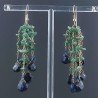 Orecchini Pioggia A Nodo Orafo Dorato Con Avventurina Verde E Lapis Lazuli Goccia Sfaccettato Briolette A Mano