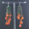 Orecchini Pioggia A Nodo Orafo Rosato Con Avventurina Verde E Corniola Goccia Sfaccettato A Mano