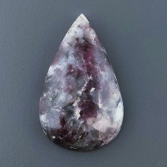 Cabochon di Lepidolite Naturale Goccia, Piatto e Liscio, 36x22x6 mm, 7,20 g, Fatto a Mano
