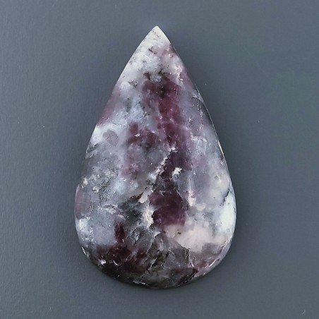 Lepidolite Naturale Forma Goccia Piatto Cabochon Liscio Fatto a Mano 36X22X6mm 7,20gm 1pz