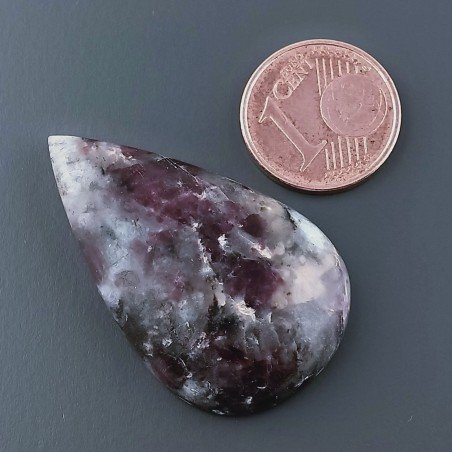 Cabochon di Lepidolite Naturale Goccia, Piatto e Liscio, 36x22x6 mm, 7,20 g, Fatto a Mano