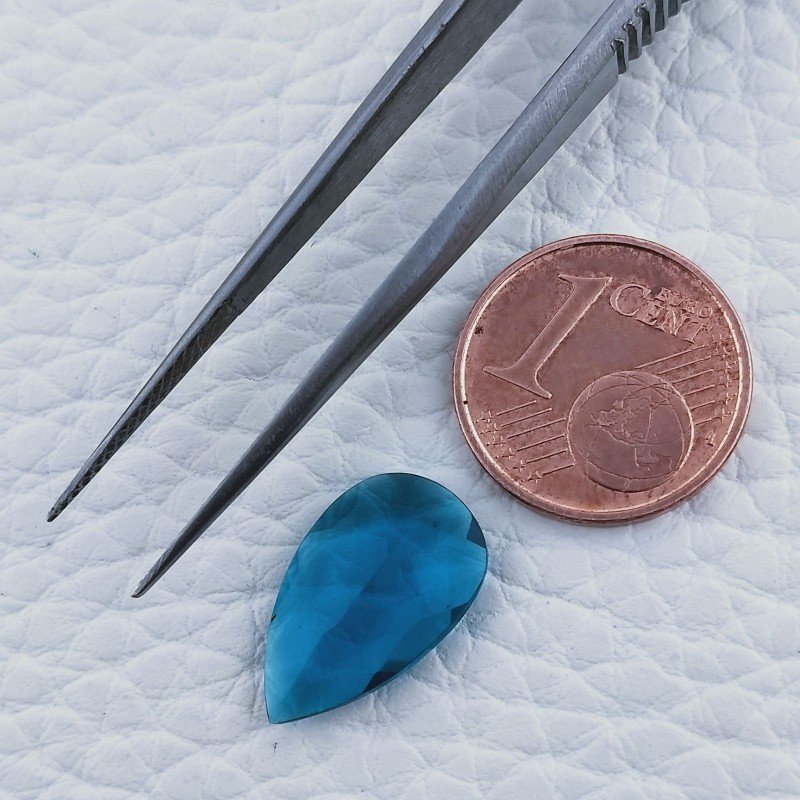 Topazio Londra Idrotermale Taglio Goccia Sfaccetata A Mano Gemme Sciolte 15X9X3mm 3,10 Carati 1pz