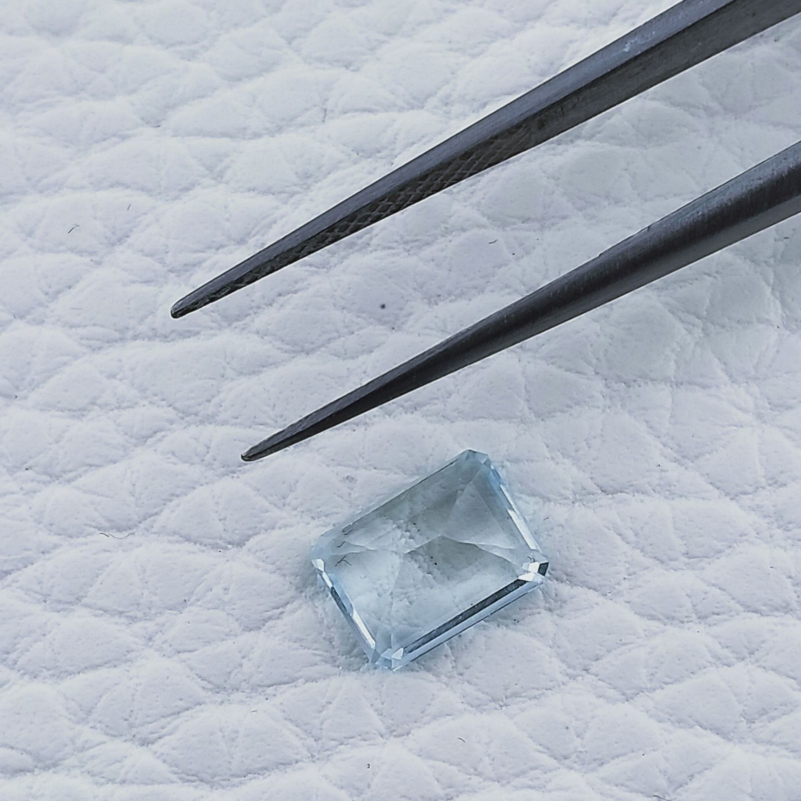 Acquamarina Taglio Smeraldo Ottagono Sfaccettato A Mano Gemma Sciolta 7X5X3mm 1,35 Carati 1pz