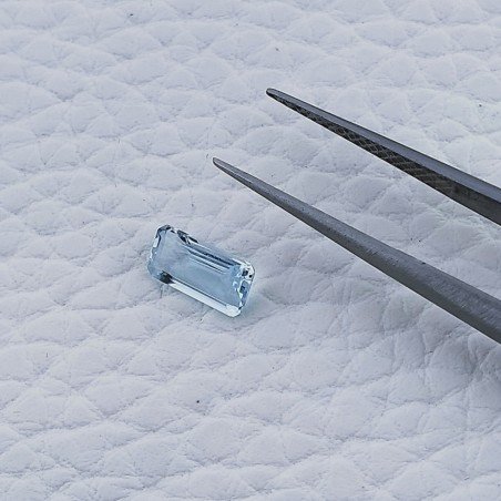 Acquamarina Taglio Smeraldo Ottagono Sfaccettato A Mano Gemma Sciolta 8X4X2mm 0,65 Carati 1pz