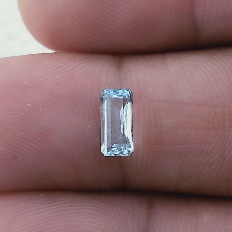Acquamarina Taglio Smeraldo Ottagono Sfaccettato A Mano Gemma Sciolta 8X4X2mm 0,65 Carati 1pz