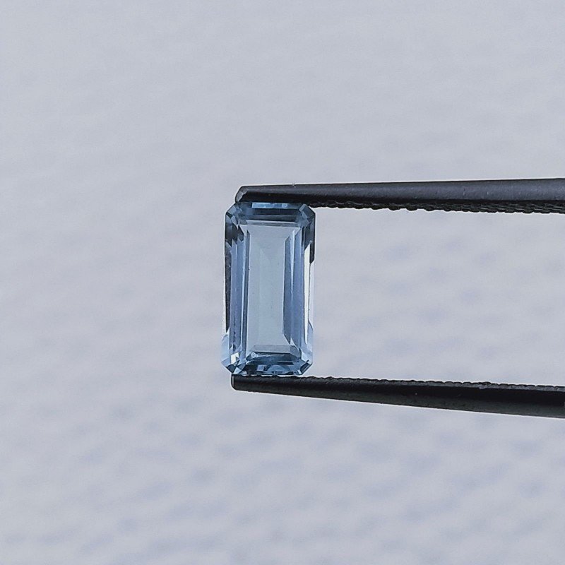 Acquamarina Taglio Smeraldo Ottagono Sfaccettato A Mano Gemma Sciolta 8X4X2mm 0,65 Carati 1pz
