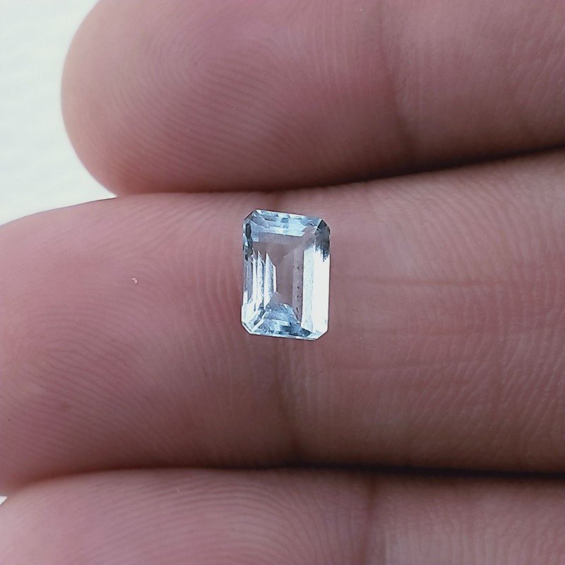 Gemma Sciolta di Acquamarina, Taglio Smeraldo Ottagono Sfaccettato a Mano, 6x5x3 mm, 1,00 ct