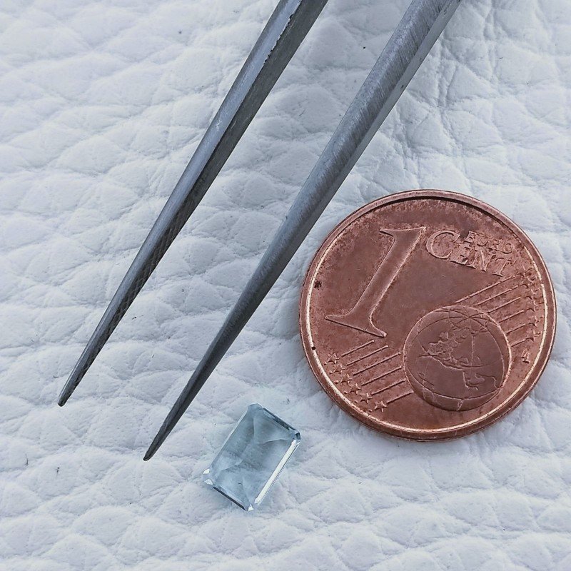 Acquamarina Taglio Smeraldo Ottagono Sfaccettato A Mano Gemma Sciolta 6X4X3mm 0,55 Carati 1pz