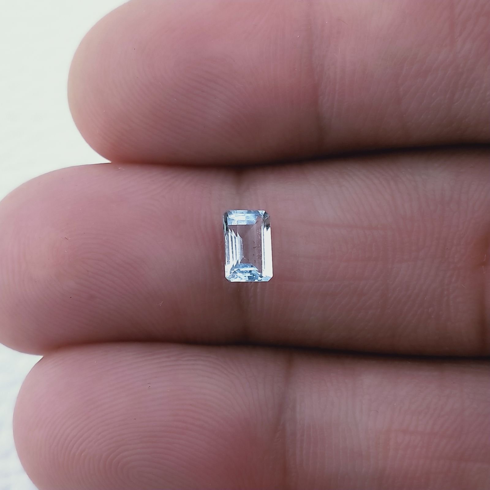 Acquamarina Taglio Smeraldo Ottagono Sfaccettato A Mano Gemma Sciolta 6X4X3mm 0,55 Carati 1pz