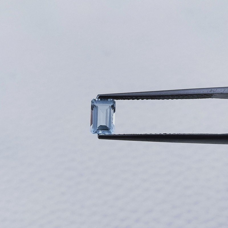 Acquamarina Taglio Smeraldo Ottagono Sfaccettato A Mano Gemma Sciolta 6X4X3mm 0,55 Carati 1pz