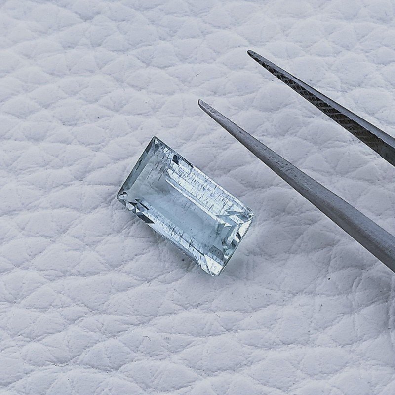 Acquamarina Forma Baguette Sfaccettato A Mano Gemma Sciolta 12X6X4mm 2,95 Carati 1pz