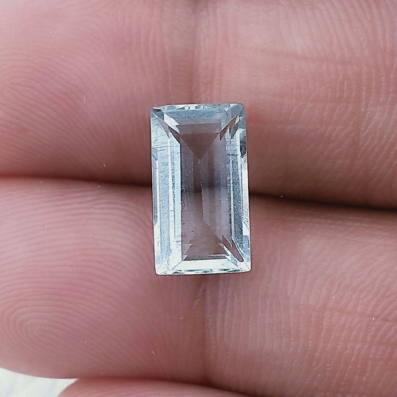 Acquamarina Forma Baguette Sfaccettato A Mano Gemma Sciolta 12X6X4mm 2,95 Carati 1pz