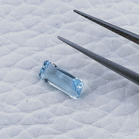 Acquamarina Taglio Smeraldo Ottagono Sfaccettato A Mano Gemma Sciolta 9X4X3mm 0,90 Carati 1pz