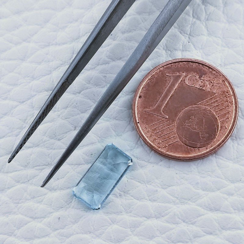 Acquamarina Taglio Smeraldo Ottagono Sfaccettato A Mano Gemma Sciolta 10X5X3mm 1,55 Carati 1pz