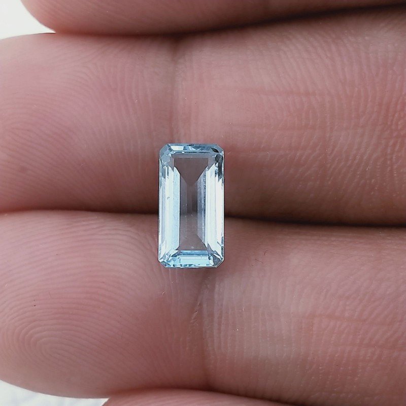 Acquamarina Taglio Smeraldo Ottagono Sfaccettato A Mano Gemma Sciolta 10X5X3mm 1,55 Carati 1pz