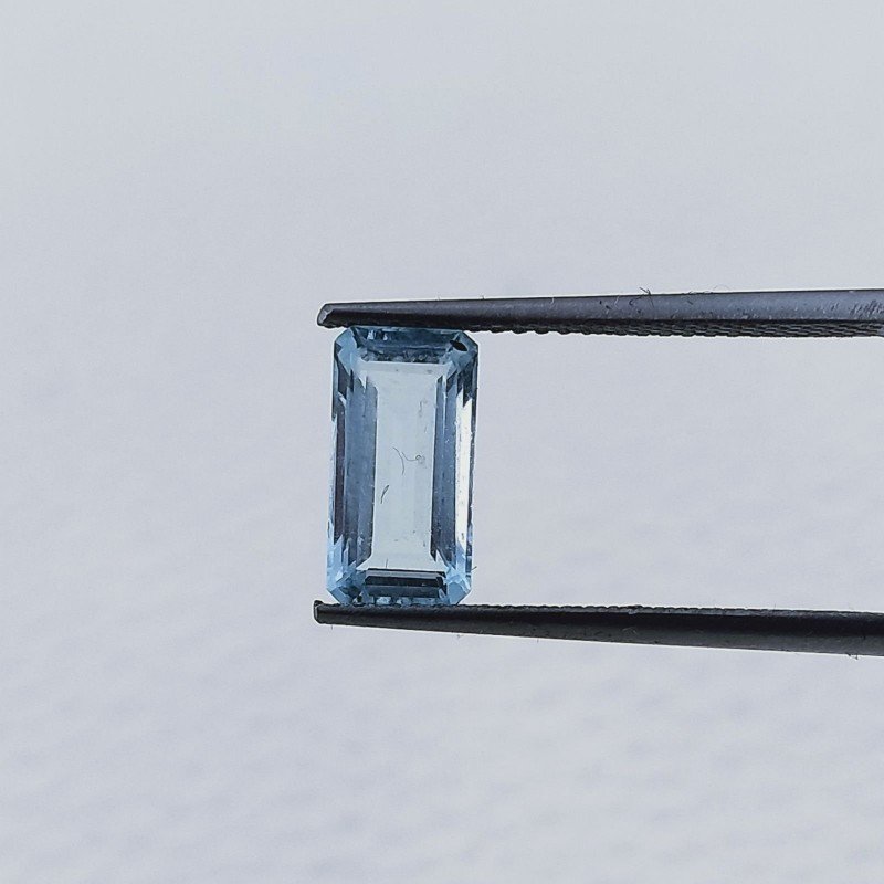 Acquamarina Taglio Smeraldo Ottagono Sfaccettato A Mano Gemma Sciolta 10X5X3mm 1,55 Carati 1pz