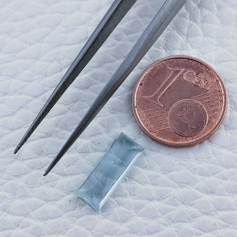 Acquamarina Forma Baguette Sfaccettato A Mano Gemma Sciolta 13X5X3mm 2,00 Carati 1pz