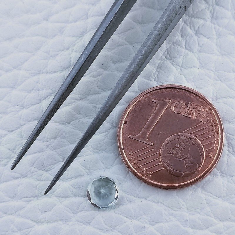 Acquamarina Forma Tondo Sfaccettato A Mano Gemma Sciolta 5X2-3mm 0,50 Carati 1pz