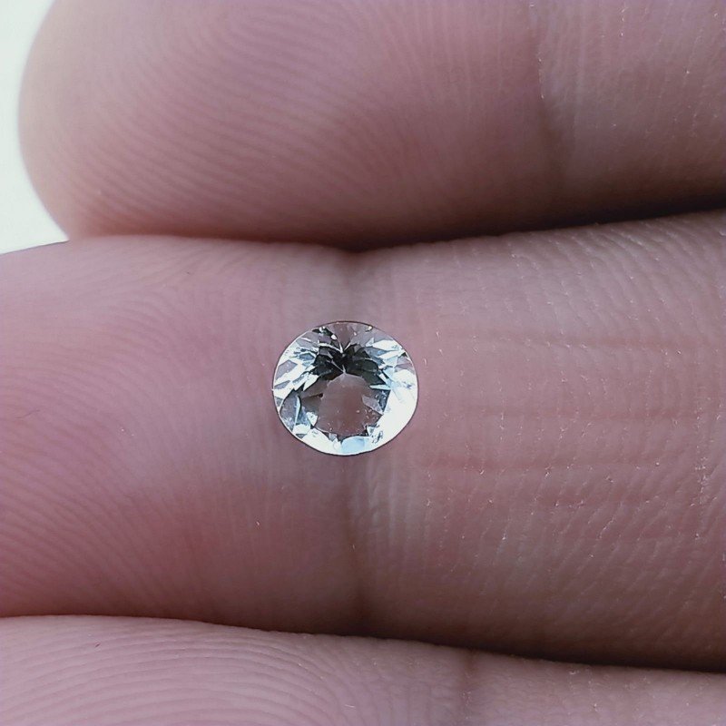 Gemma Sciolta di Acquamarina, Taglio Tondo Sfaccettato a Mano, 5x2-3 mm, 0,50 ct