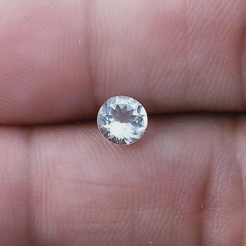 Gemma Sciolta di Acquamarina, Taglio Tondo Sfaccettato a Mano, 5x3 mm, 0,70 ct