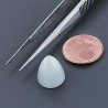 Occhio Di Gatto Grigia Idrotermale Forma Forma Punta Di Proiettile Cabochon Fatto A Mano 12X10mm 8,45 Carati 1pz
