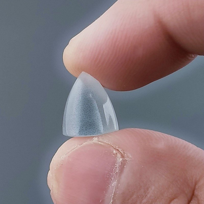 Occhio Di Gatto Grigia Idrotermale Forma Forma Punta Di Proiettile Cabochon Fatto A Mano 12X10mm 8,45 Carati 1pz