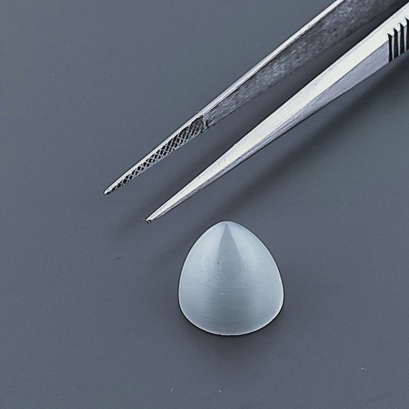 Occhio Di Gatto Grigia Idrotermale Forma Forma Punta Di Proiettile Cabochon Fatto A Mano 12X11mm 8,90 Carati 1pz