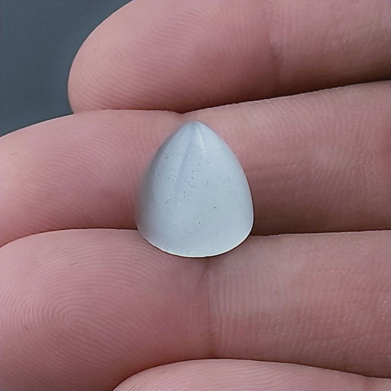 Occhio Di Gatto Grigia Idrotermale Forma Forma Punta Di Proiettile Cabochon Fatto A Mano 12X11mm 8,90 Carati 1pz