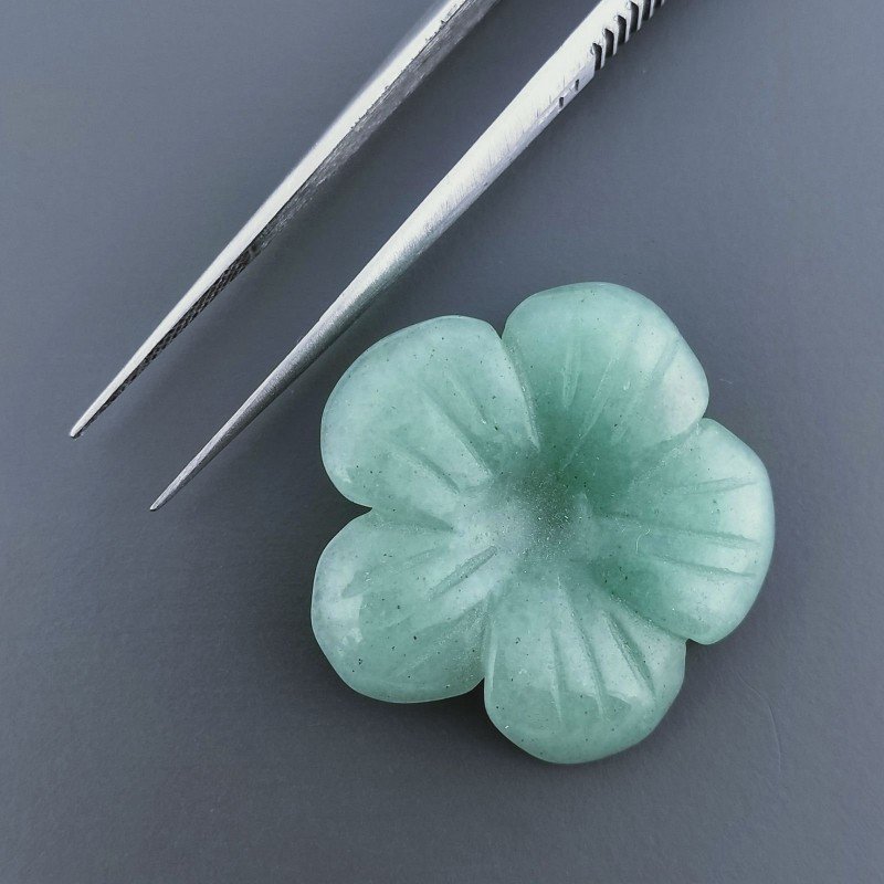 Avventurina Verde Forma Fiore Inciso Cabochon Fatto A Mano 28X7mm 26,40 Carati 1pz