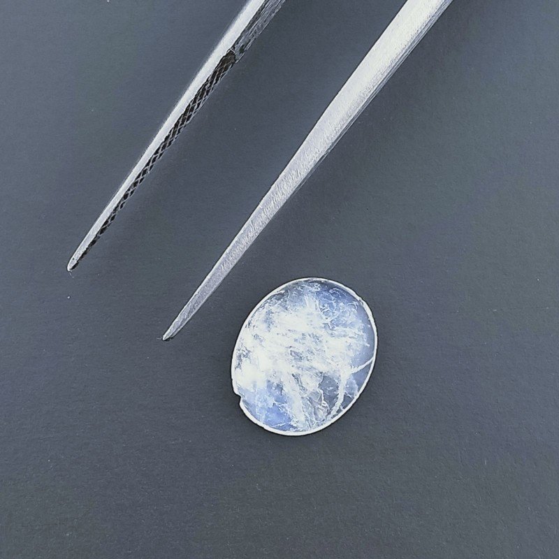 Labradorite Bianca Forma Ovale Cabochon Fatto A Mano 9X7X2mm 1,55 Carati 1pz