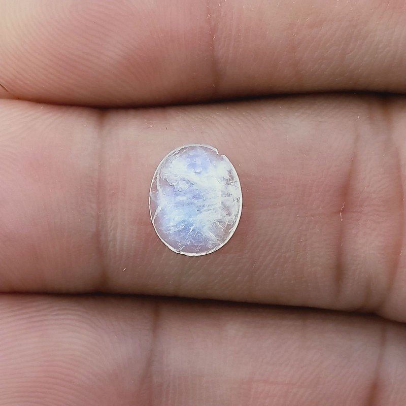 Cabochon di Labradorite Bianca Ovale, 9x7x2 mm, 1,55 ct, Fatto a Mano