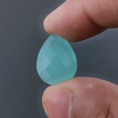 Calcedonio Verde Acqua Forma Goccia Briolette Sfaccettato A Mano 20X15X5mm 10,75 Carati 1pz