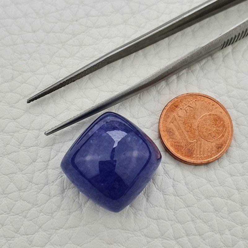 Tanzanite Naturale Forma Cuscino Quadrato Piatto Cabochon Liscio Fatto a Mano 17X17X12mm 38,75 Carati 1pz