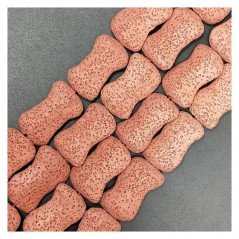 Pietra Lavica Rossa Perline Forma Foglia Fantasia Liscio Piatto Foro Passante 18X30mm