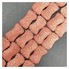 Pietra Lavica Rossa Perline Forma Foglia Fantasia Liscio Piatto Foro Passante 18X30mm