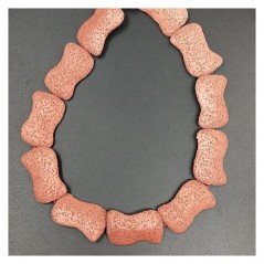Pietra Lavica Rossa Perline Forma Foglia Fantasia Liscio Piatto Foro Passante 18X30mm