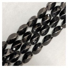 Onice Nero Idrotermale in Perline Forma Twist Sfaccettato Foro Passante 13X20mm