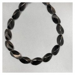 Onice Nero Idrotermale in Perline Forma Twist Sfaccettato Foro Passante 13X20mm