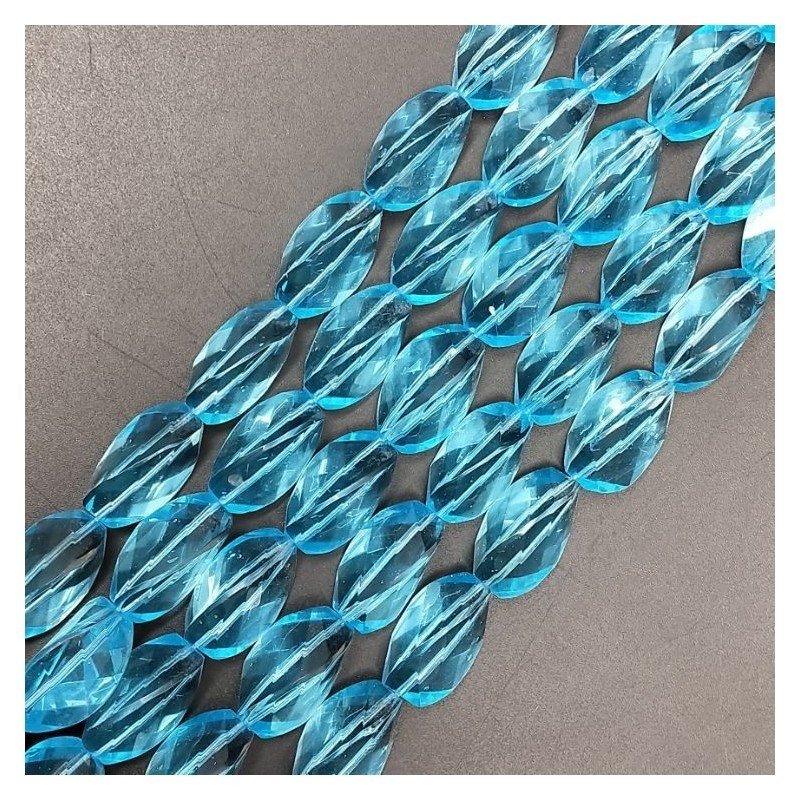 Acquamarina Idrotermale in Perline Forma Twist Sfaccettato Foro Passante 13X20mm
