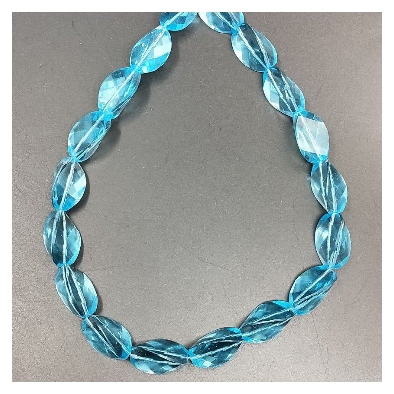 Acquamarina Idrotermale in Perline Forma Twist Sfaccettato Foro Passante 13X20mm