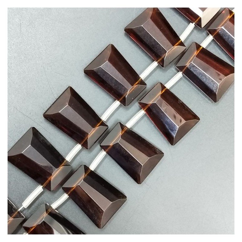 Citrino Idrotermale in Perline Forma Trapezio Piatto Sfaccettato Foro Laterale 20X28mm