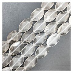 Quarzo Bicolore in Perline Forma Ovale Piatto Liscio Satinato Foro Passante 20X30mm