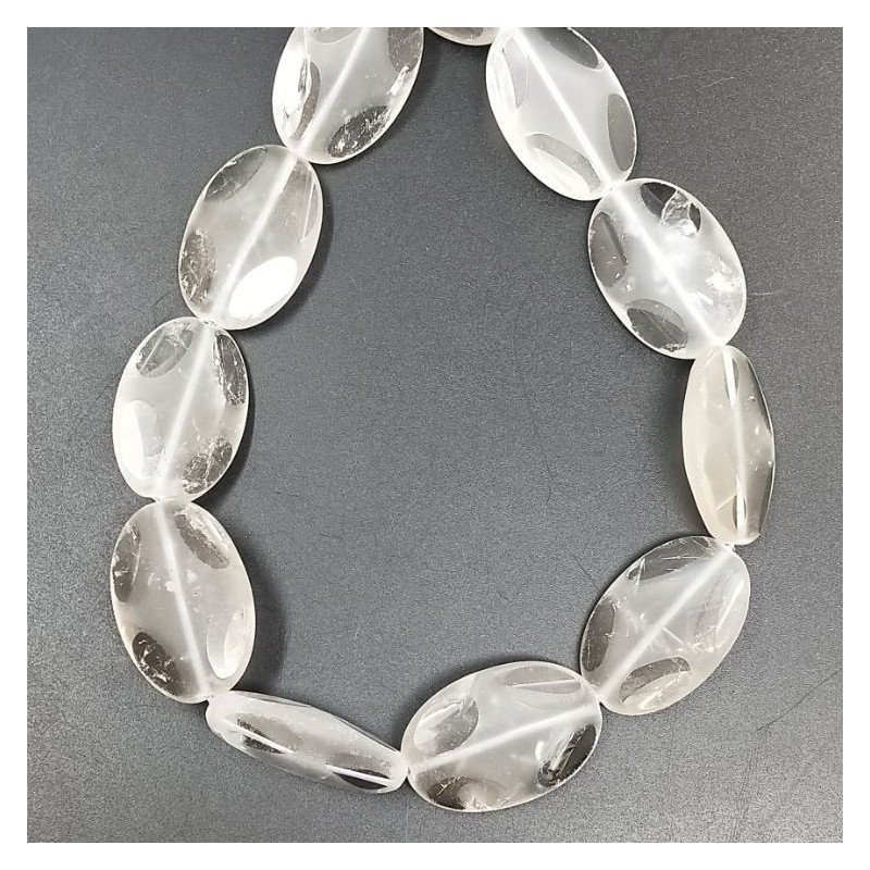Quarzo Bicolore in Perline Forma Ovale Piatto Liscio Satinato Foro Passante 20X30mm