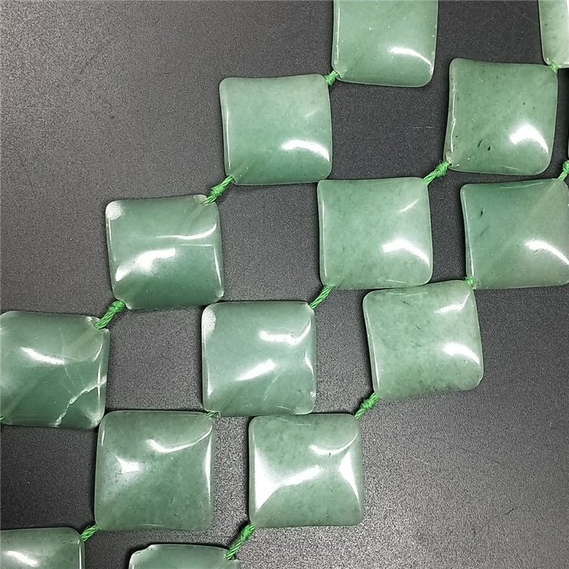 Avventurina Verde Naturale in Perline Forma Rombo Piatto Elicoidale Liscio Foro Diagonale 24mm
